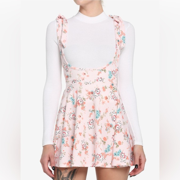 Hot Topic Disney The Aristocats Marie Floral Suspender Skirt - Picture 1 of 4